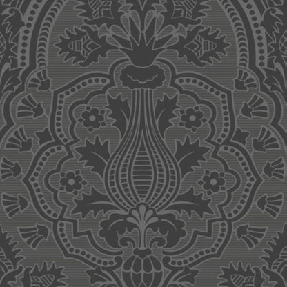Pugin Palace Flock Wallpaper - Charcoal - 116/9035