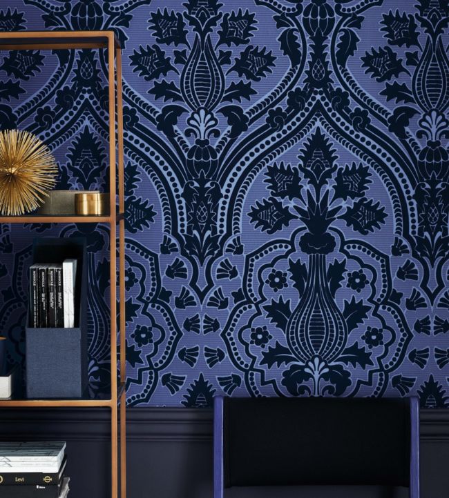 Pugin Palace Flock Wallpaper - Charcoal - 116/9035