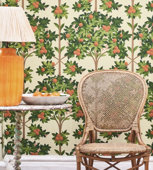 Orange Blossom Wallpaper - Orange & Spring Green on Black - 117/1003