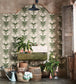 Angels Trumpet Wallpaper - Cream & Olive Green on Charcoal - 117/3006