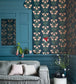Angels Trumpet Wallpaper - Coral & Viridian on Ink - 117/3009