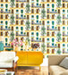 Alfaro Wallpaper - Canary Yellow & Petrol on Parchment - 117/4010