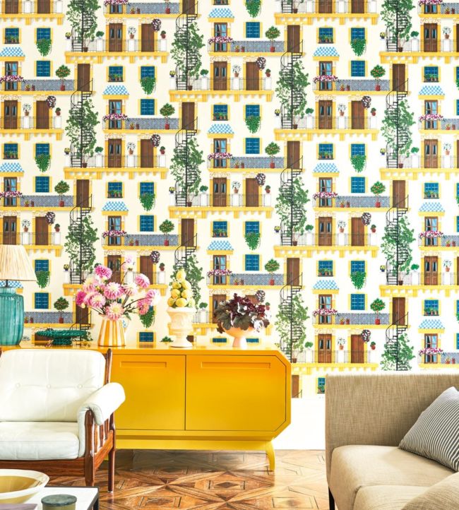 Alfaro Wallpaper - Dark Ochre & Forest Green on Duck Egg - 117/4012