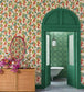 Bougainvillea Wallpaper - Rouge, Olive Green & Emerald on Cream - 117/6016