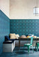 Piccadilly Seville Wallpaper - Petrol, Red & Metallic Gold on Ink - 117/8021
