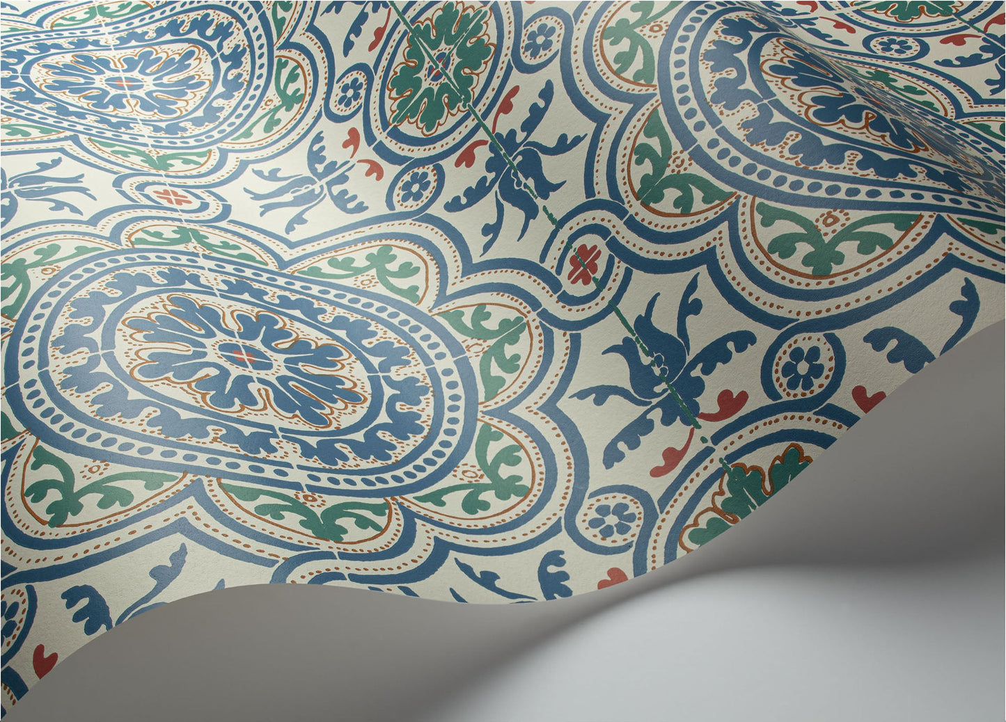 Piccadilly Seville Wallpaper - Denim & Rouge on Chalk - 117/8024