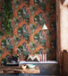 Talavera Wallpaper - Fuchsia & Forest Greens on Cerulean Sky - 117/9026