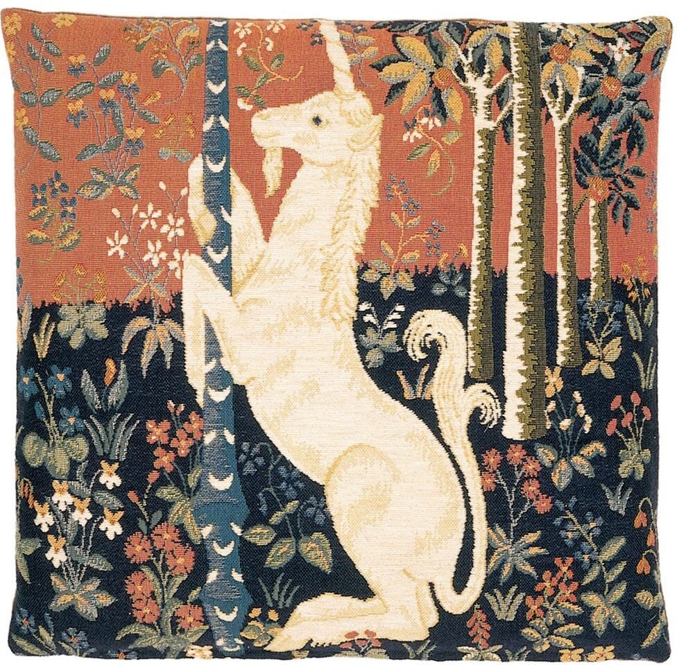 Unicorn Tapestry Cushion with Feather Filler 