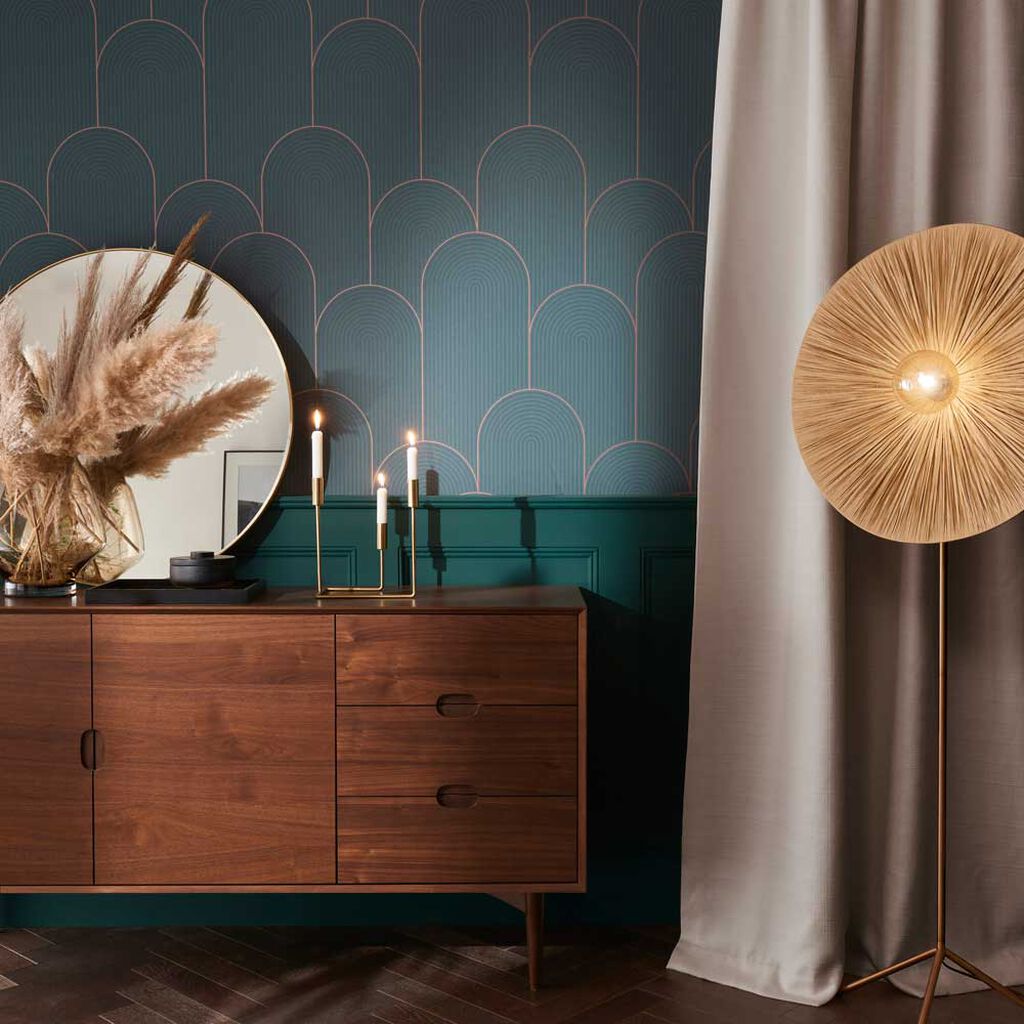 118019 - Lancet Wallpaper - Green Gold - Graham & Brown