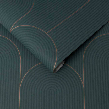 118019 - Lancet Wallpaper - Green Gold - Graham & Brown