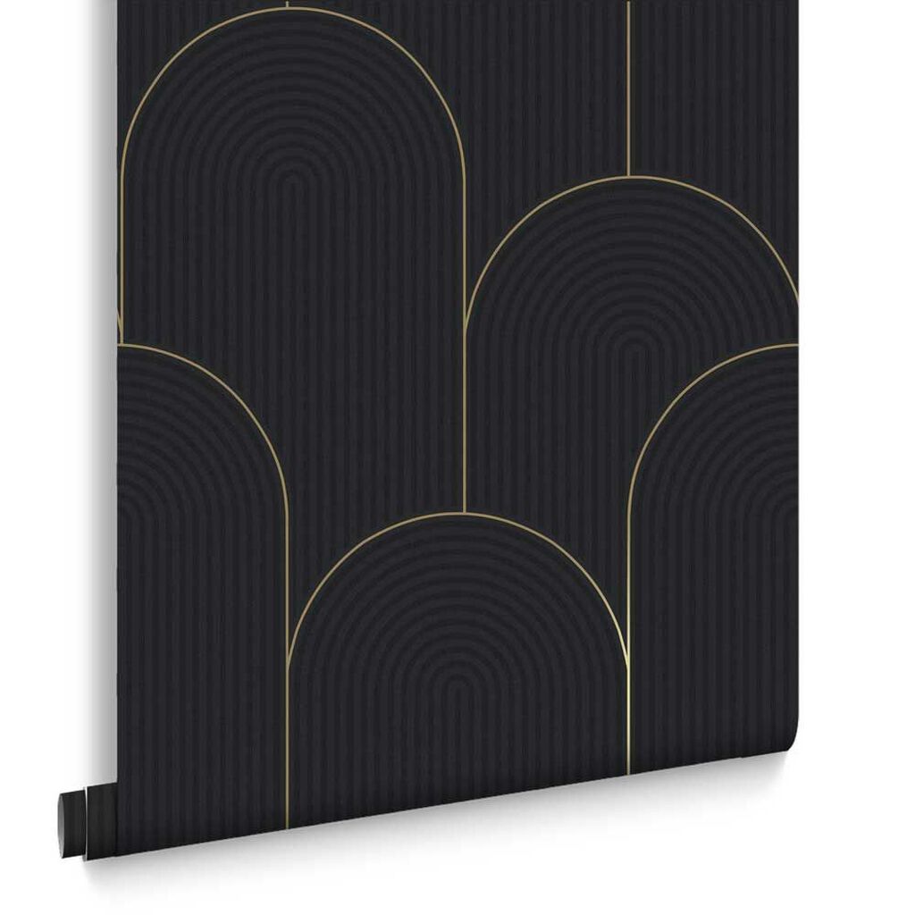 118020 - Lancet Wallpaper - Black Gold - Graham & Brown