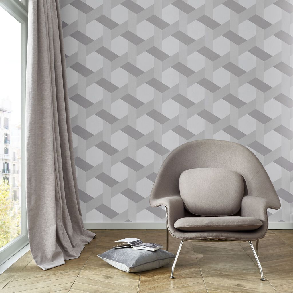 118027 - Fractal Wallpaper - Grey - Graham & Brown