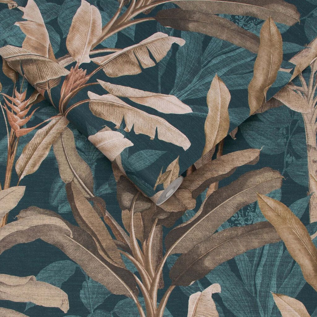 118030 - Borneo Wallpaper - Teal - Graham & Brown