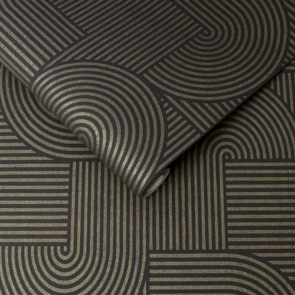 118040 - Centra Wallpaper - Black - Graham & Brown