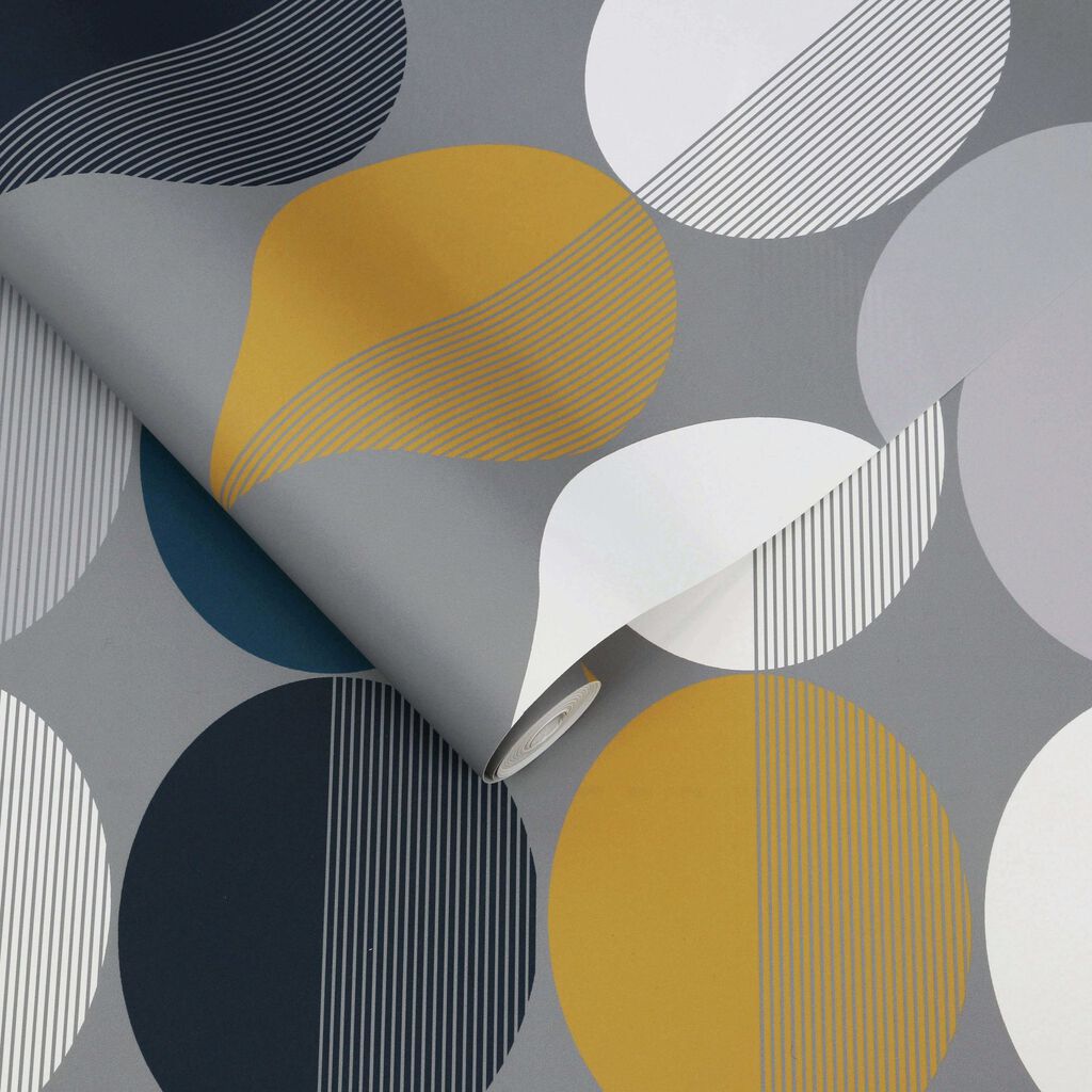 118046 - Coronation Craze Wallpaper - Slate - Graham & Brown