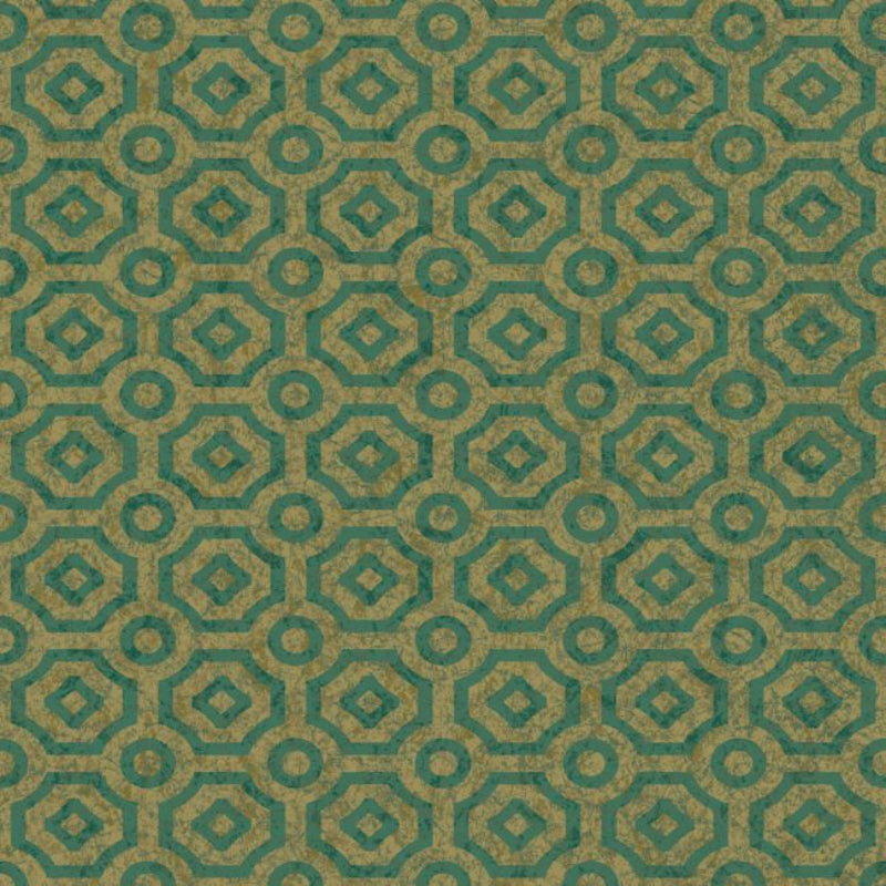 Queens Quarter Wallpaper - Emerald on Metallic Antique Gold - 118/10021