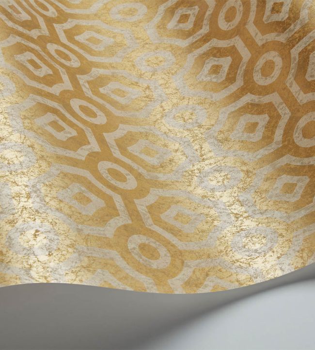 Queens Quarter Wallpaper - Metallic Silver on Metallic Gold - 118/10022