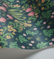 Tudor Garden Wallpaper - Plum & Olive Green on Charcoal - 118/2003