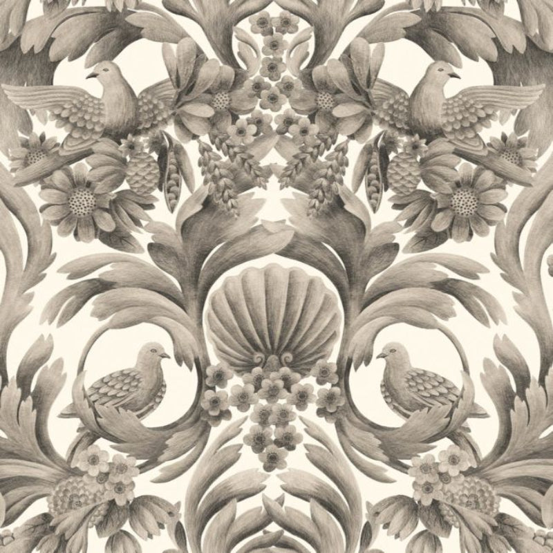 Gibbons Carving Wallpaper - Soot on Stone - 118/9020