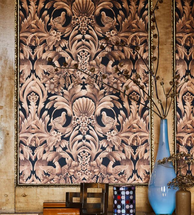 Gibbons Carving Wallpaper - Soot on Stone - 118/9020