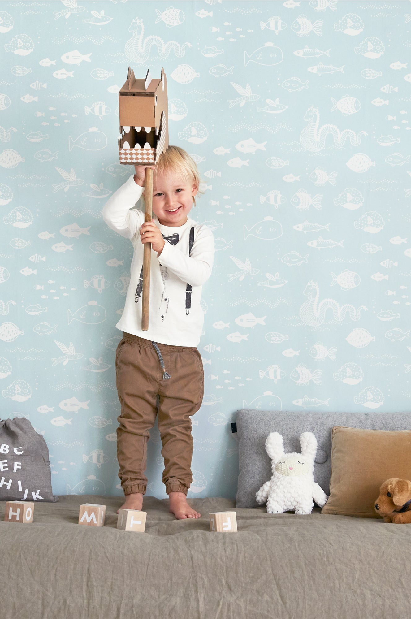 The Big Blue Dusty Turquoise Wallpaper - Majvillan