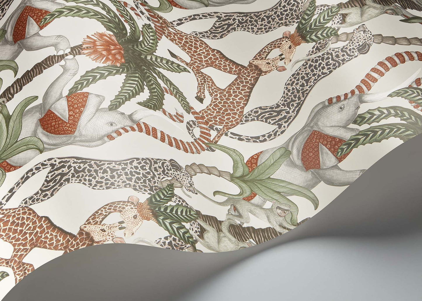 Safari Totem Wallpaper - Terracotta & Forest Green on Stone - 119/2011