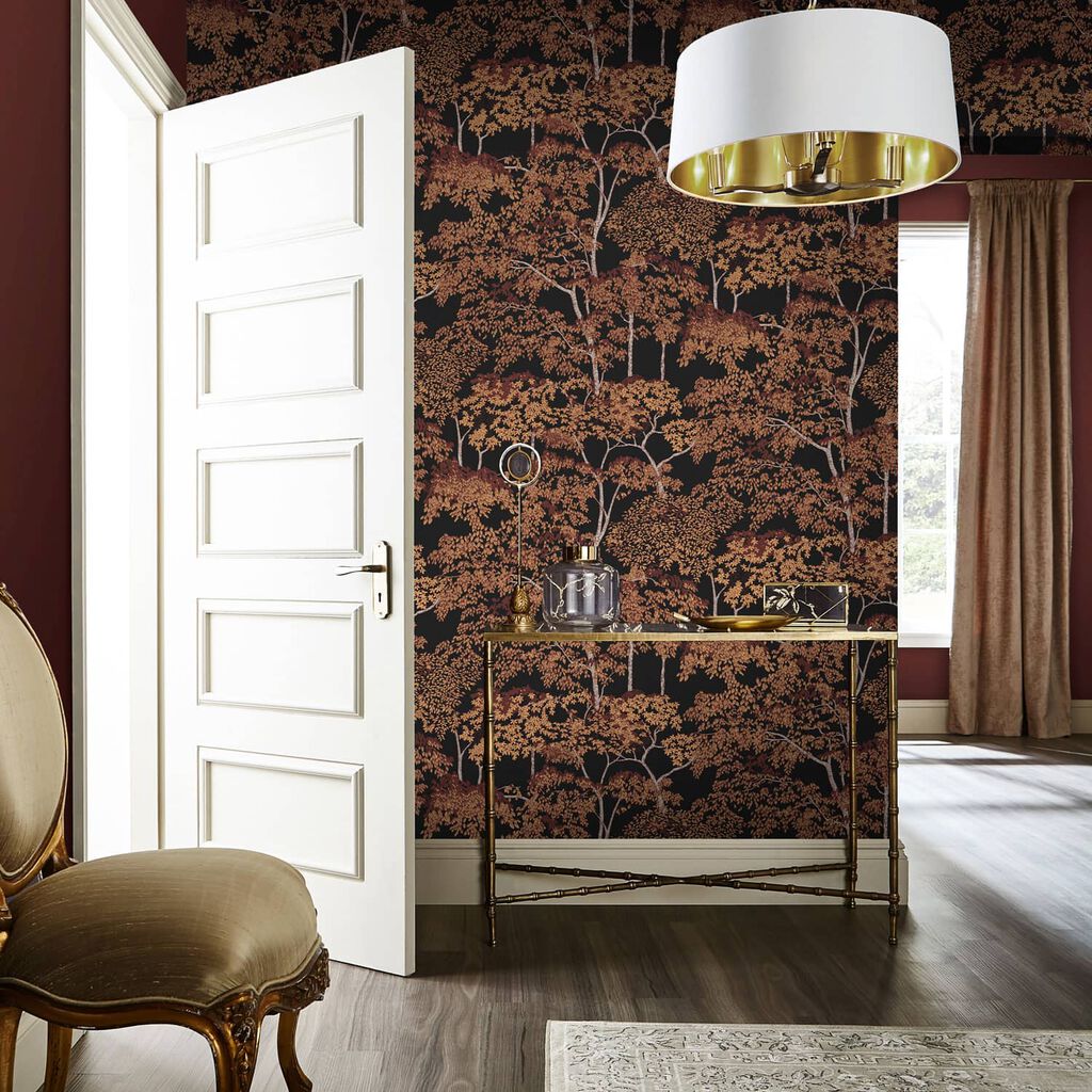 119677 - Idyll Tree Wallpaper - Alizarin - Graham & Brown