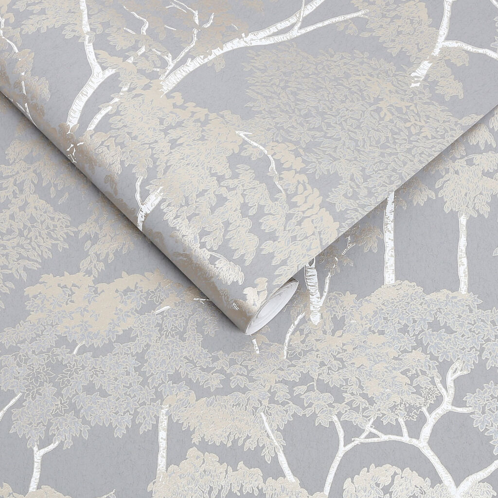 119678 - Idyll Tree Wallpaper - Grey - Graham & Brown