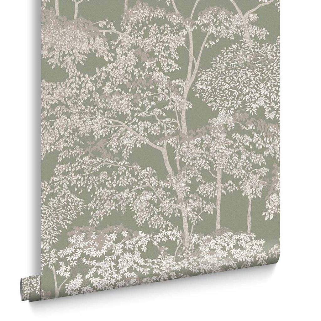 119679 - Idyll Tree Wallpaper - Sage - Graham & Brown