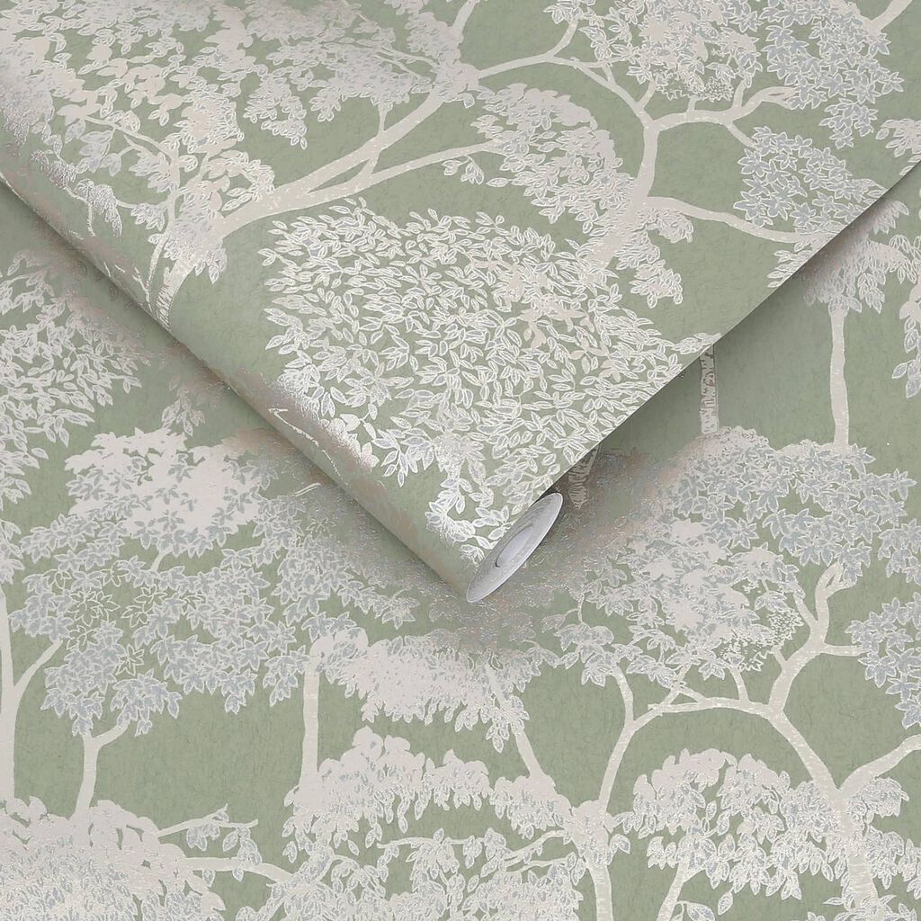 119679 - Idyll Tree Wallpaper - Sage - Graham & Brown