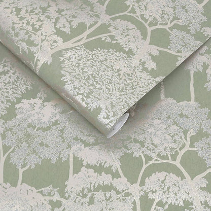 119679 - Idyll Tree Wallpaper - Sage - Graham & Brown