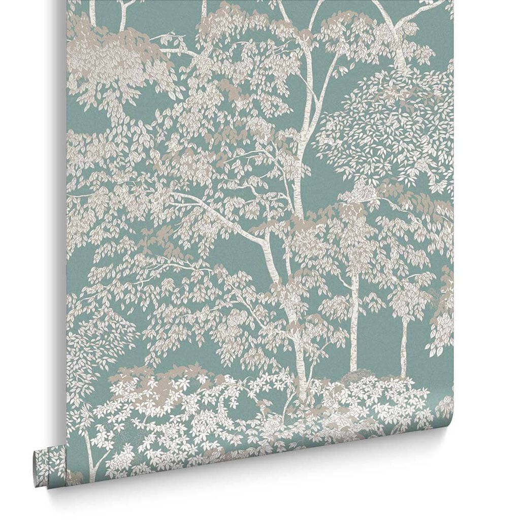 119680 - Idyll Tree Wallpaper - Duck Egg - Graham & Brown