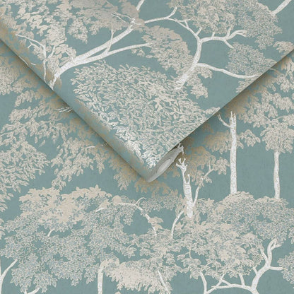 119680 - Idyll Tree Wallpaper - Duck Egg - Graham & Brown