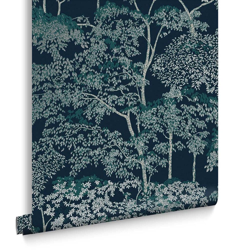 119681 - Idyll Tree Wallpaper - Navy - Graham & Brown
