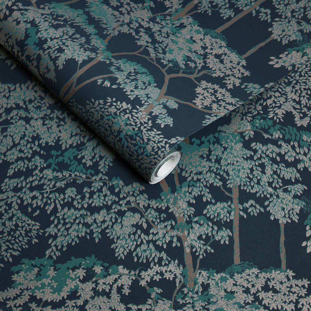 119681 - Idyll Tree Wallpaper - Navy - Graham & Brown