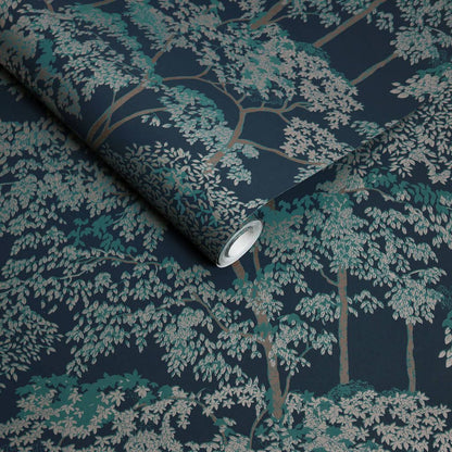 119681 - Idyll Tree Wallpaper - Navy - Graham & Brown