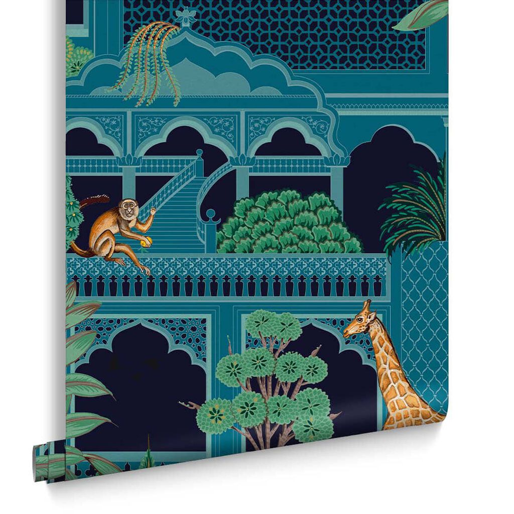 119686 - Animahal Wallpaper - Navy - Graham & Brown