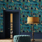 119686 - Animahal Wallpaper - Navy - Graham & Brown