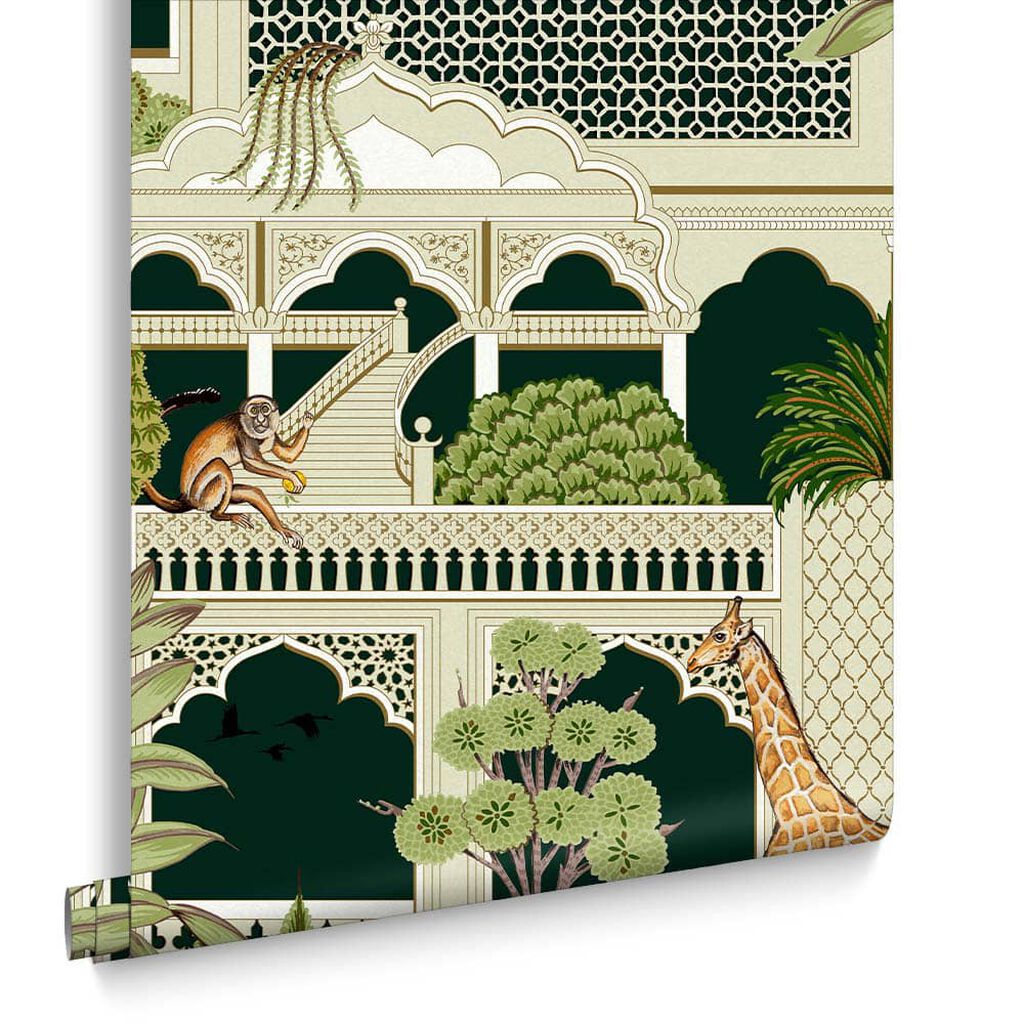 119689 - Animahal Wallpaper - Emerald - Graham & Brown