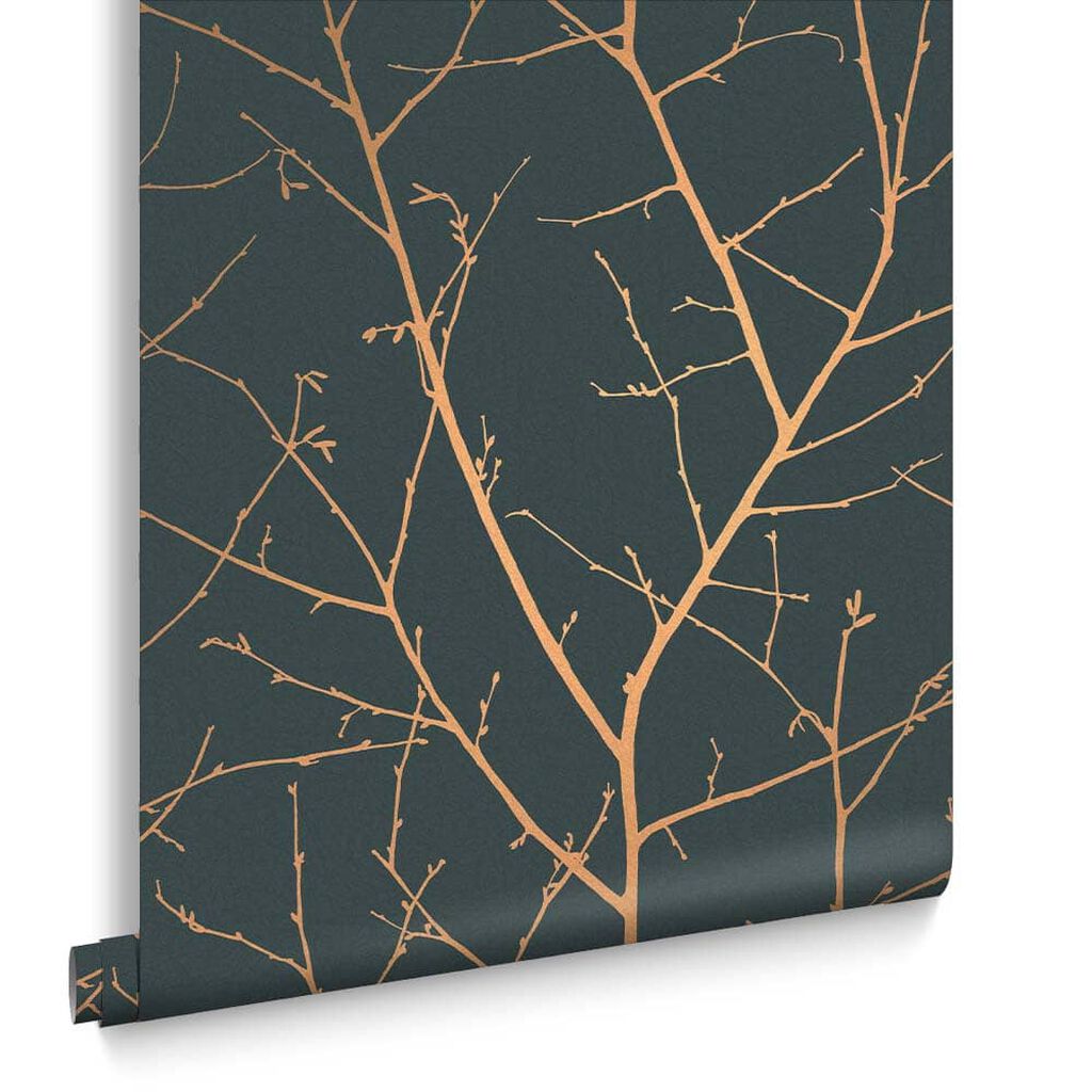 119798 - Boreas Wallpaper - Teal & Copper - Graham & Brown