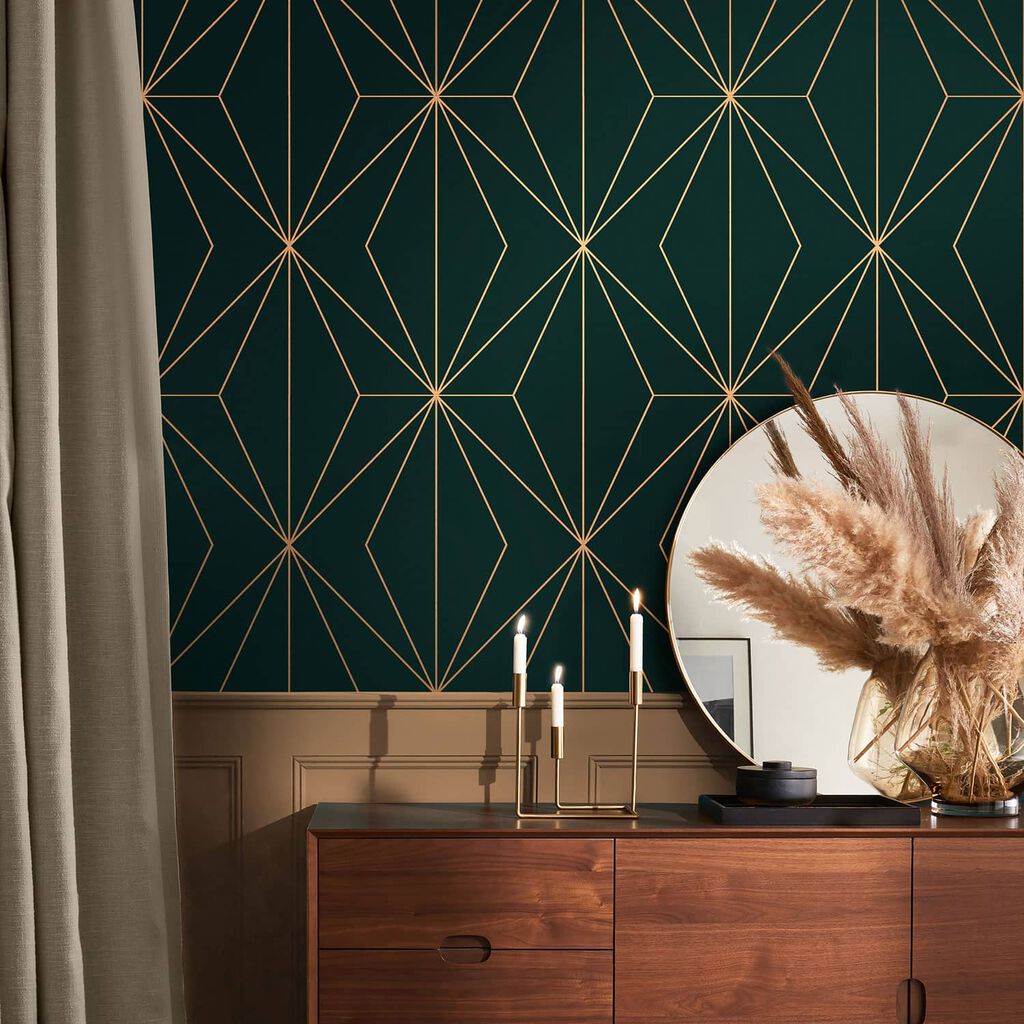 119801 - Harmony Wallpaper - Emerald - Graham & Brown