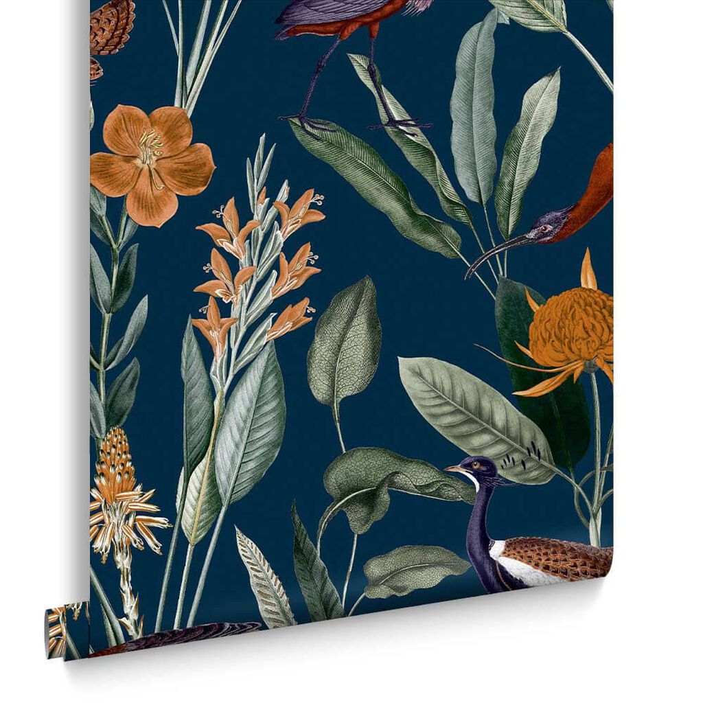119884 - Glasshouse Wallpaper - Navy - Graham & Brown