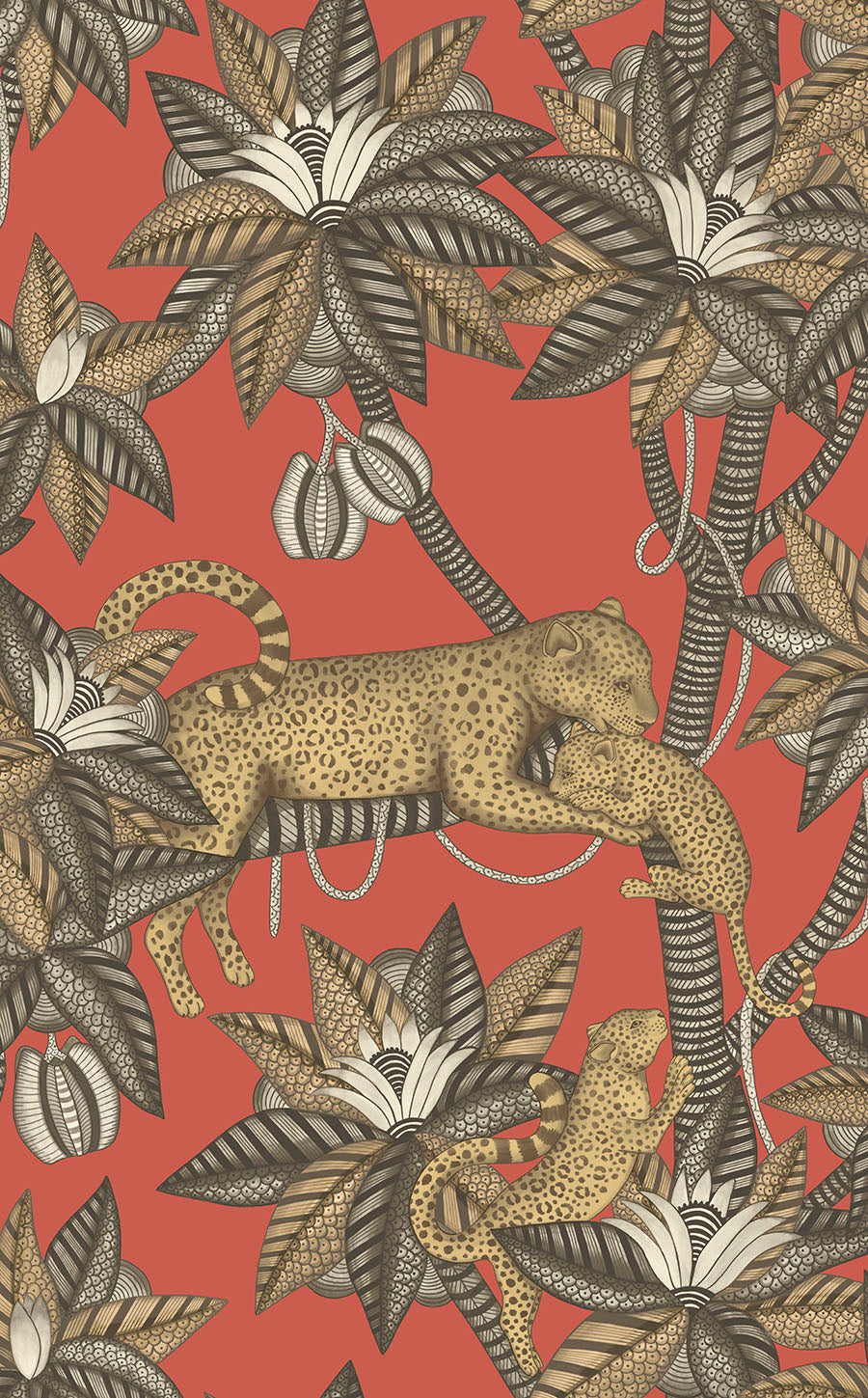 Satara Wallpaper - Soot & Metallic Gold on Rouge - 119/3014