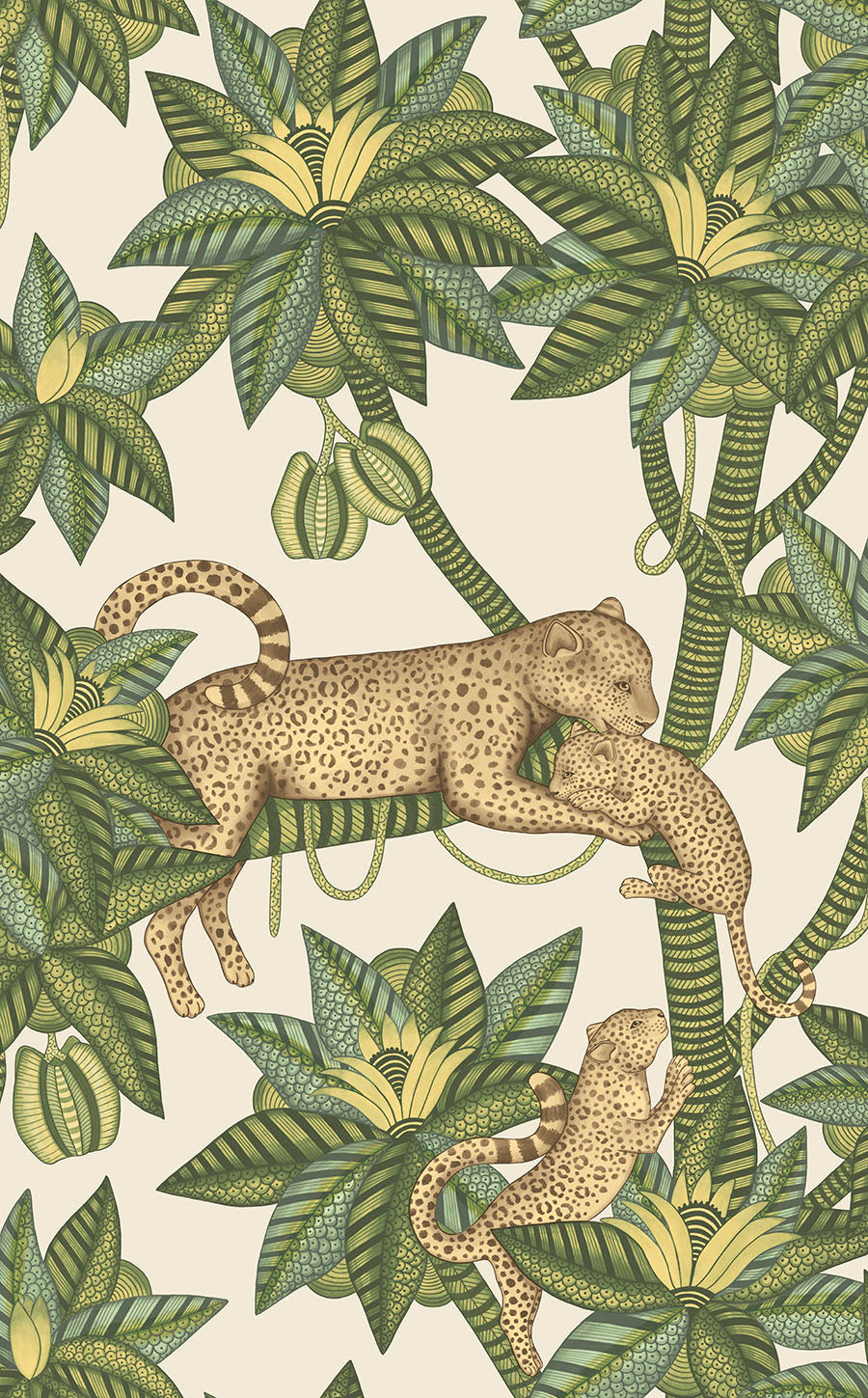 Satara Wallpaper - Spring Green & Sand on Linen - 119/3015