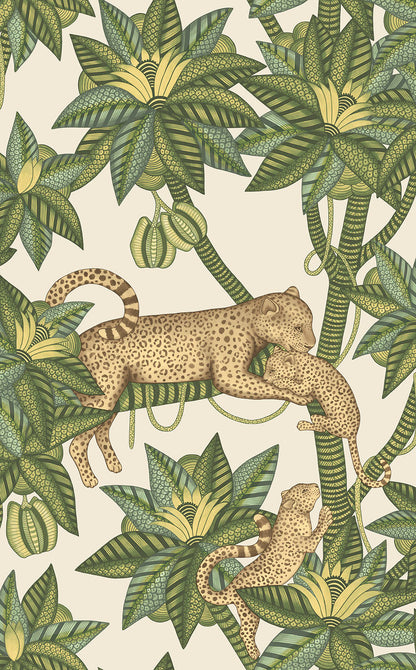 Satara Wallpaper - Spring Green & Sand on Linen - 119/3015