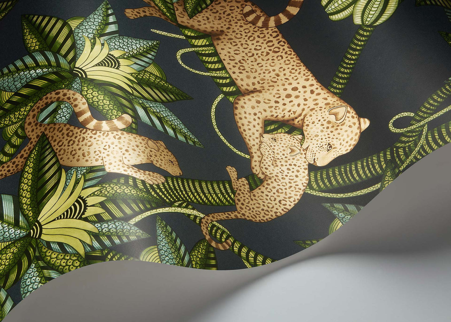 Satara Wallpaper - Spring Green & Metallic Bronze on Charcoal - 119/3016