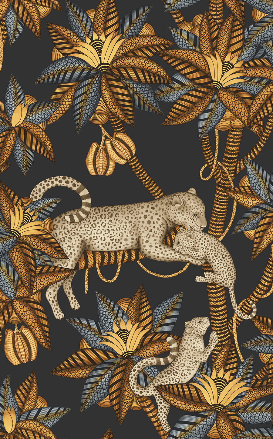 Satara Wallpaper - Burnt Orange & Sand on Black - 119/3017