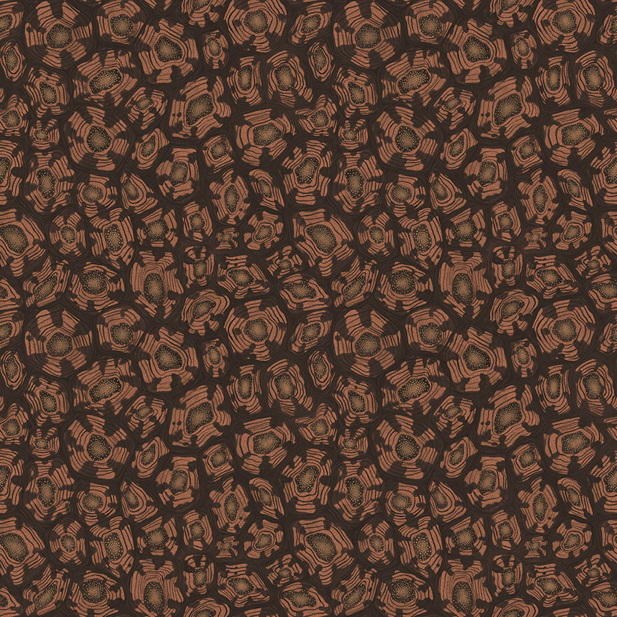 Savanna Shell Wallpaper - Terracotta, Claret & Metallic Gold - 119/4018