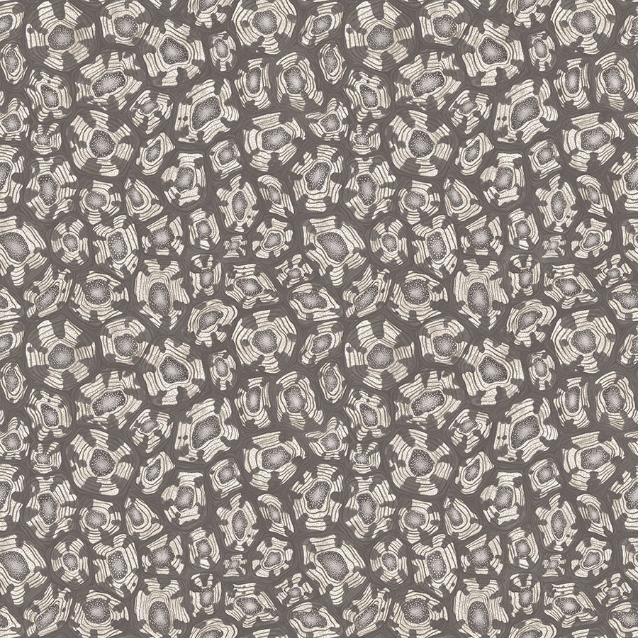 Savanna Shell Wallpaper - Soot & Snow & Metallic Silver - 119/4023