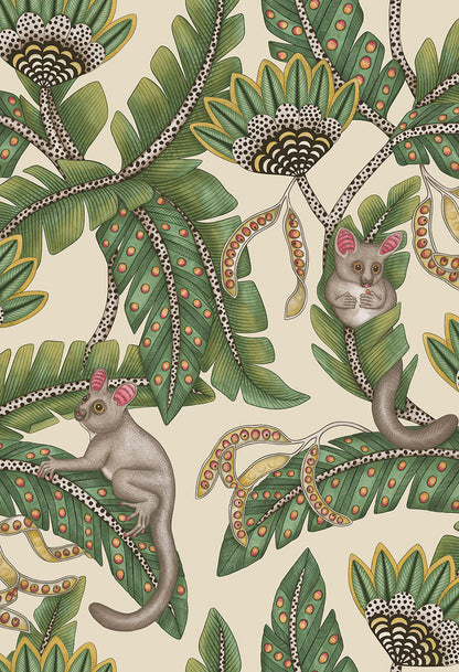 Bush Baby Wallpaper - Sage & Chartreuse on Parchment - 119/7035